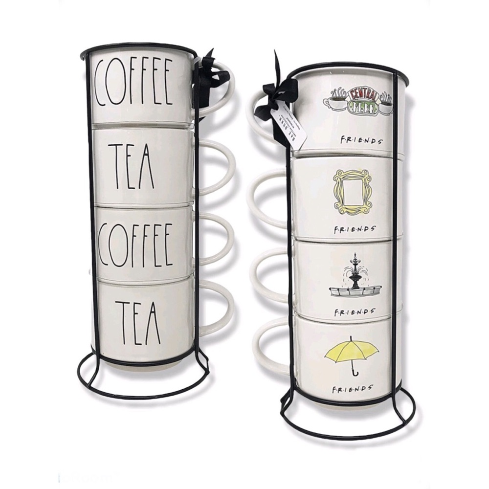 Rae Dunn FRIENDS CENTRAL PERK Mug Stacker Coffee Tea Set